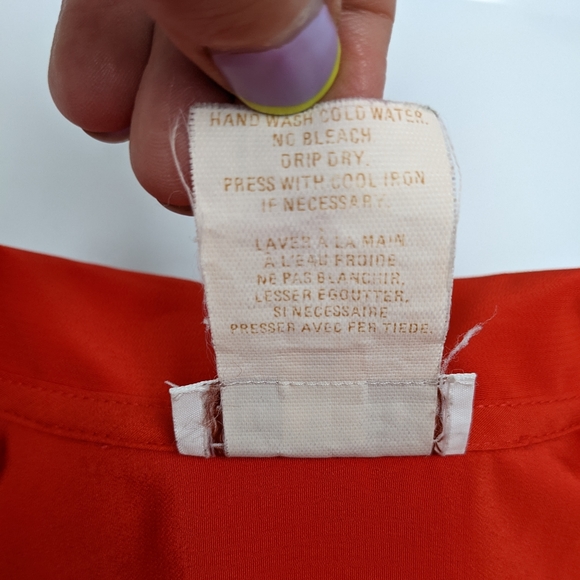 Jones New York vintage red pleated short sleeves blouse - Picture 3 of 9